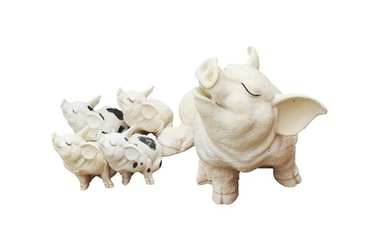 Pigs family isolated over a white background.