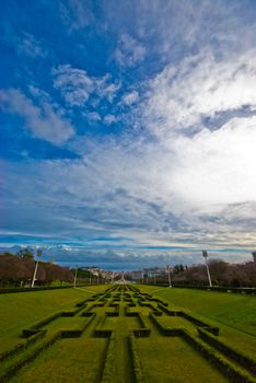 looking down the Avenida da Liberdade in Lisbon, Portugal