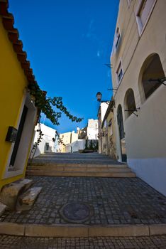 old houses in the narrow streets of Lisbon