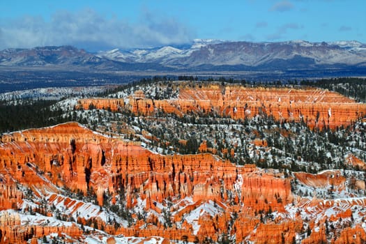 Beautiful winter landscape of Bryce Canyon National Park in Utah.