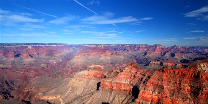 Vast Grand Canyon National Park landscape from Mather Point in Arizona, USA.