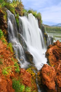 Fall Creek Falls flows into the Snake River in the Caribou National Forest of Idaho.