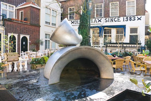 Statue near the cafe in Delft, Netherlands