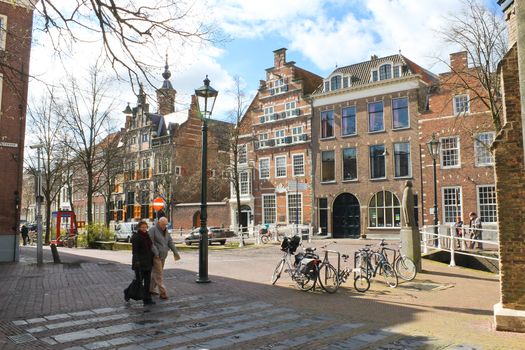 Street in the center of Delft. Netherlands