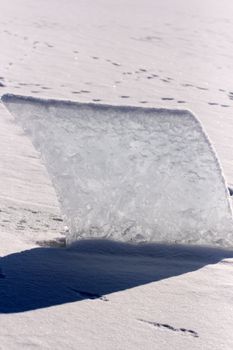 Large cut-out block of ice on the Tegernsee