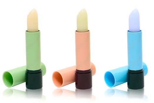 Colorful lipstick isolated on the white background