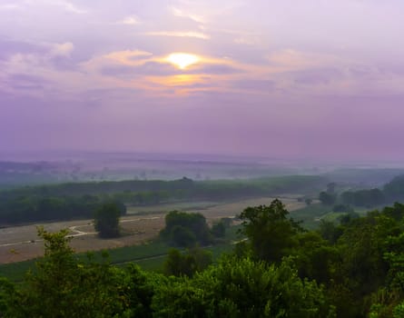 View from the Hill early morning in  Rayong Province, Thailand.