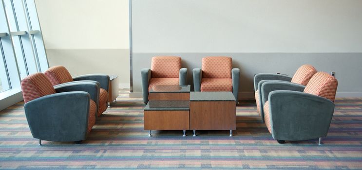 An area of seating in an airport lounge