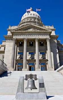 View of going up the stairs at the boise state capital building