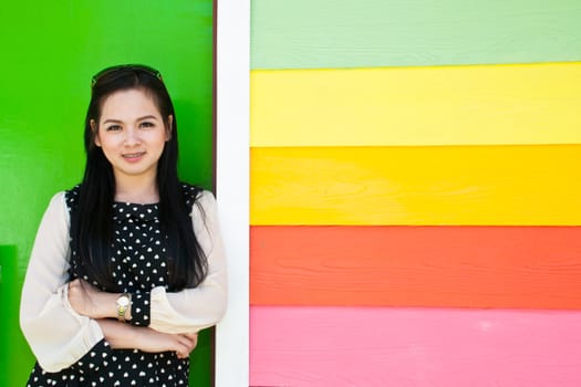 An image of a beautiful girl in the park of Thailand