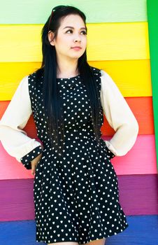 An image of a beautiful girl in the park of Thailand