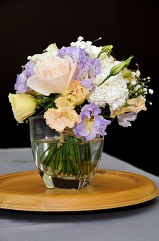 bouquet of flowers on black background.