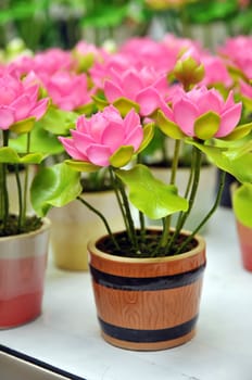 Beautiful bouquet of artificial lotus flowers