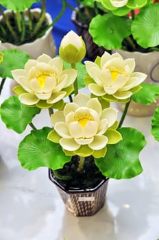 Beautiful bouquet of artificial lotus flowers