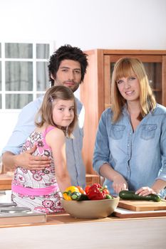 Family in kitchen