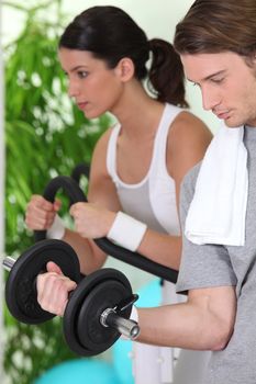 two young people doing fitness