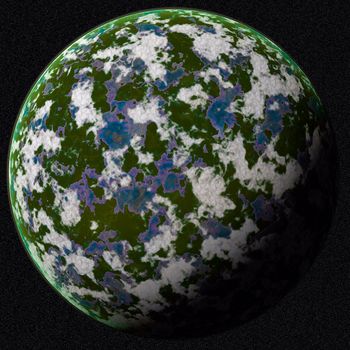 Green planet in outer space