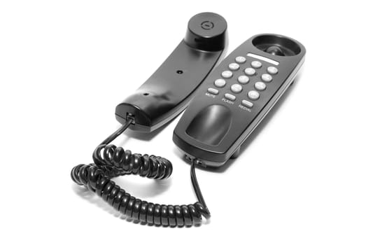 black office phone isolated on white background