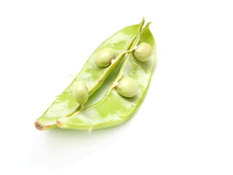 Green beans on white background