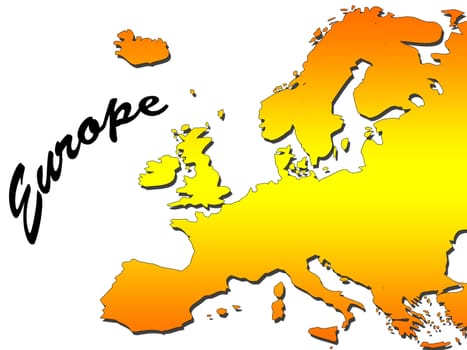 	
Europe map filled with orange gradient. Mercator projection.