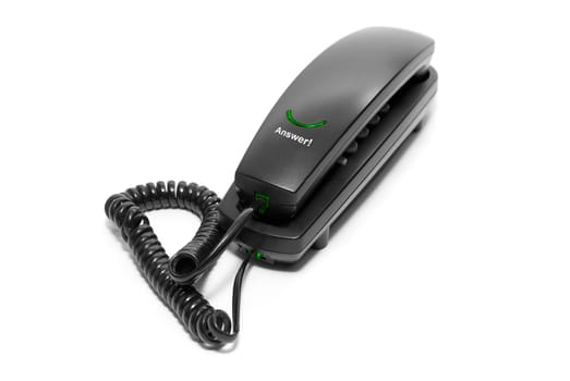 Concept of black office phone isolated on white background