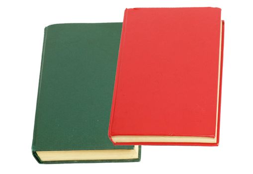 green book and red book on white background 