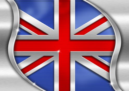 Red blue and metal background national uk metal flag
