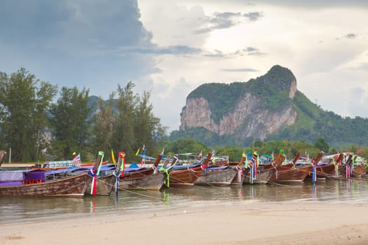 Cliff and the boats Phi Phi Leh south of Thailand