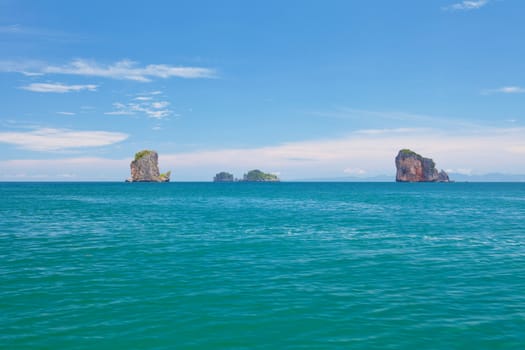 Beautiful tropical beach with big stones