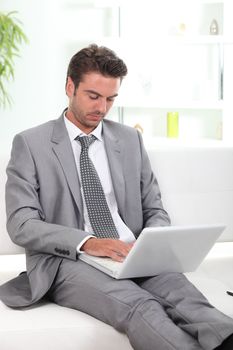Businessman using a laptop