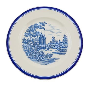 Painted plate isolated on white.
