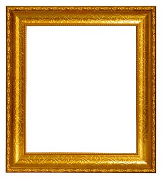 Gold frame on white background