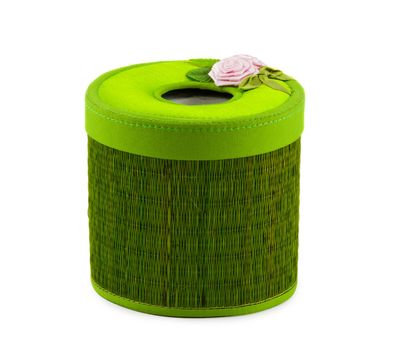 Green Box of Tissues on White Background