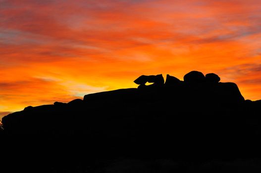 A fiery sunset at Spitzkoppe, Namibia