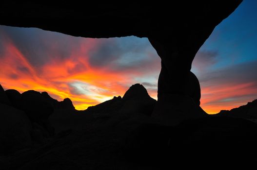 A fiery sunset at Spitzkoppe, Namibia