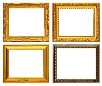 Gold frame Collection on white background