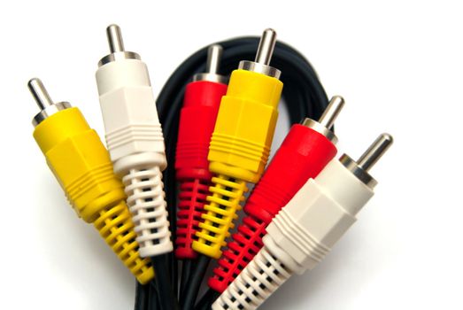 Colorful composite cables on a white background