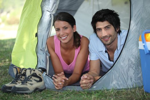 couple in a tent