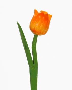 orange plastic tulip flowers isolated white background