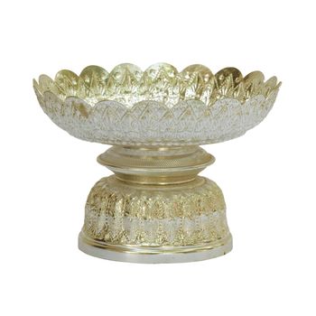 Old antique vintage bronze, brass bowl, isolated on white background