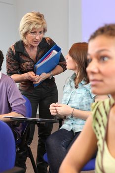 students in class at university