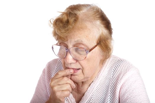 Portrait old women on a white background