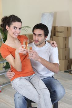 Young woman and man new home