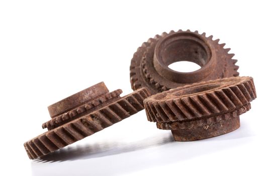 Rusty gears on a white background isolated