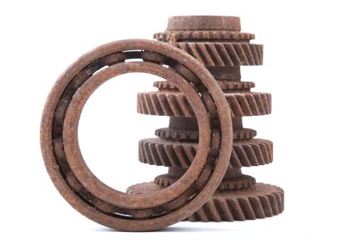 Rusty gears on a white background isolated