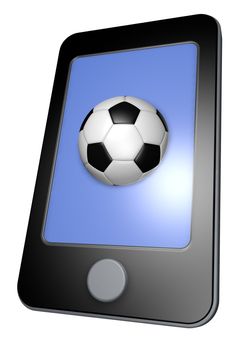 smartphone with soccer ball on display - 3d illustration