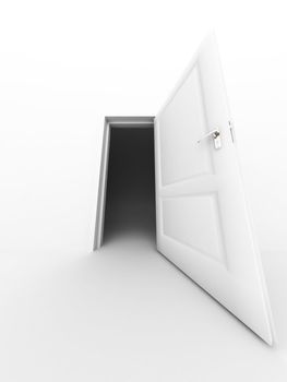 wall and opened door on a white background
