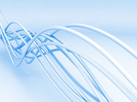 bound metal wires on a light background in blue tones
