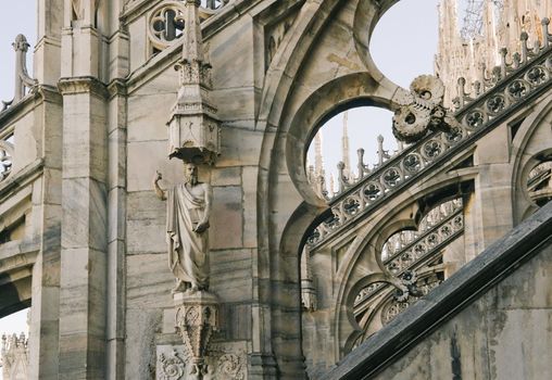 Fragment of of the architectural decoration of the Cathedral Duomo in Milan