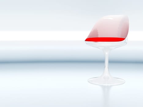 Modern elegant chromeplated chair reflected in the metal background